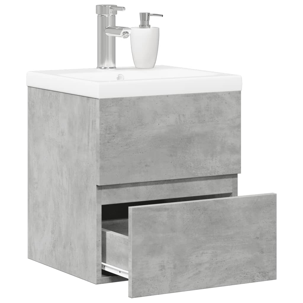 Set Mobili da Bagno 2 pz Grigio Cemento in Legno Multistrato 3324907