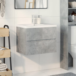 Set Mobili da Bagno 2 pz Grigio Cemento in Legno Multistrato 3324908
