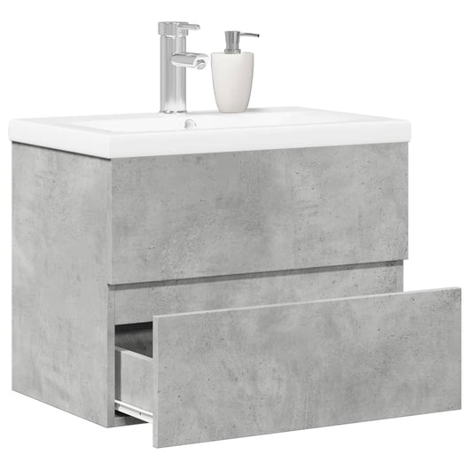 Set Mobili da Bagno 2 pz Grigio Cemento in Legno Multistrato 3324908