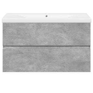 Set Mobili da Bagno 2 pz Grigio Cemento in Legno Multistrato