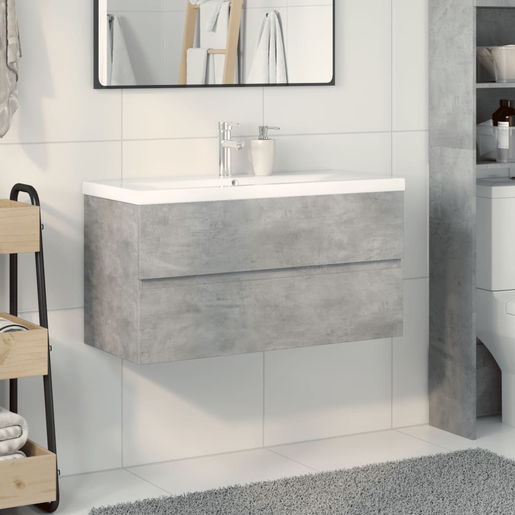vidaXL Set Mobili da Bagno 2 pz Grigio Cemento in Legno Multistrato