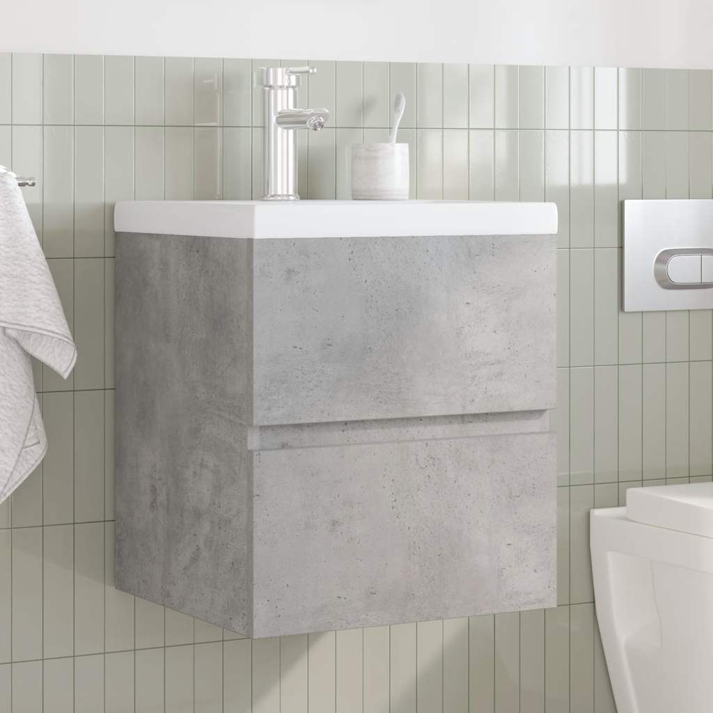 vidaXL Set Mobili da Bagno 2 pz Grigio Cemento in Legno Multistrato