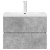 Set Mobili da Bagno 2 pz Grigio Cemento in Legno Multistrato