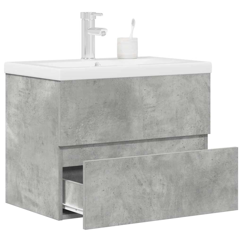 Set Mobili da Bagno 2 pz Grigio Cemento in Legno Multistrato 3324914