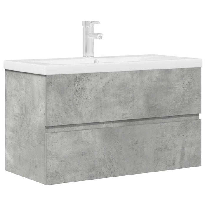 Set Mobili da Bagno 2 pz Grigio Cemento in Legno Multistrato 3324915