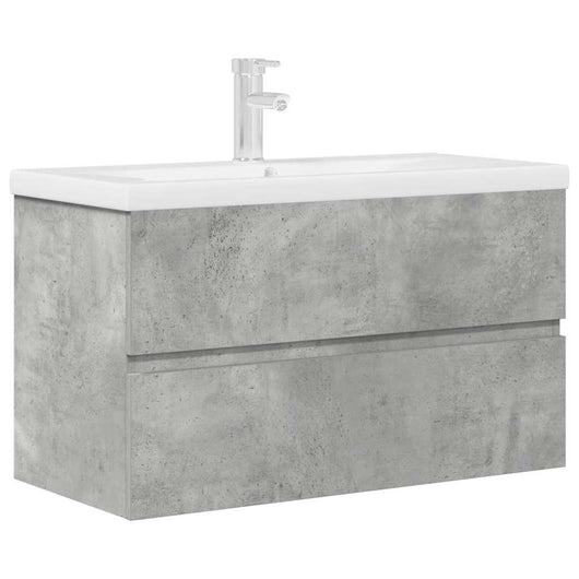 Set Mobili da Bagno 2 pz Grigio Cemento in Legno Multistrato