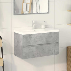 Set Mobili da Bagno 2 pz Grigio Cemento in Legno Multistrato 3324915