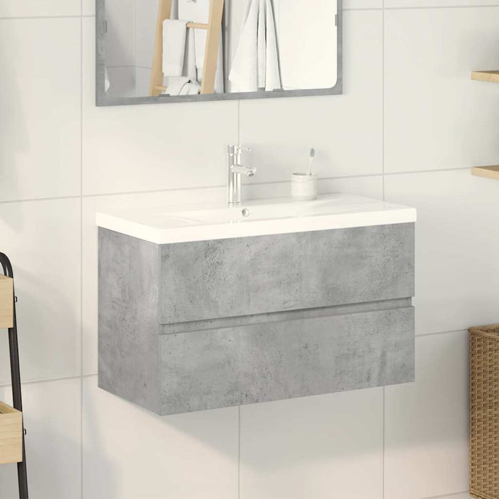 Set Mobili da Bagno 2 pz Grigio Cemento in Legno Multistrato 3324915