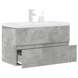 Set Mobili da Bagno 2 pz Grigio Cemento in Legno Multistrato 3324915