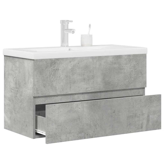 Set Mobili da Bagno 2 pz Grigio Cemento in Legno Multistrato 3324915