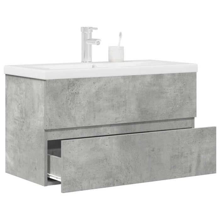 Set Mobili da Bagno 2 pz Grigio Cemento in Legno Multistrato 3324915