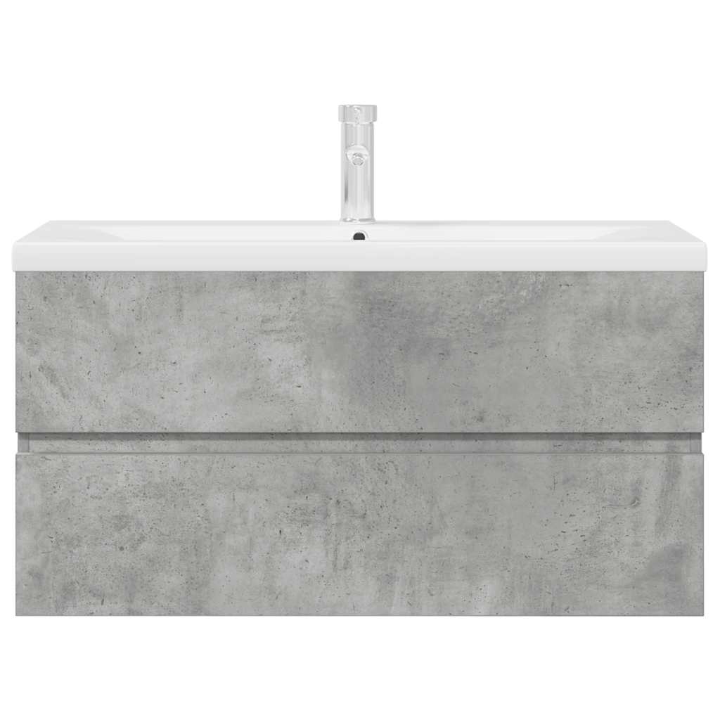 Set Mobili da Bagno 2 pz Grigio Cemento in Legno Multistrato