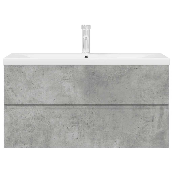 Set Mobili da Bagno 2 pz Grigio Cemento in Legno Multistrato