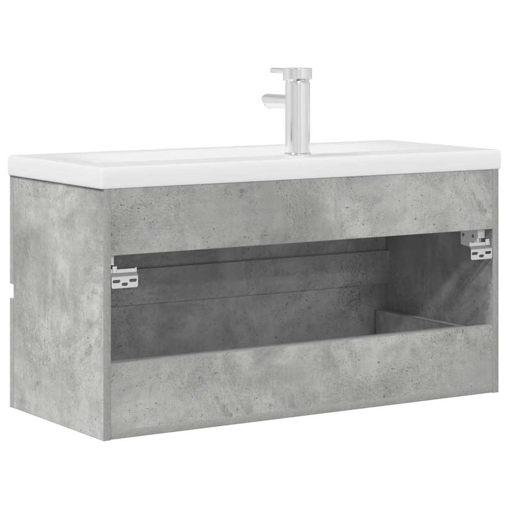 Set Mobili da Bagno 2 pz Grigio Cemento in Legno Multistrato