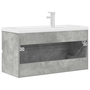 Set Mobili da Bagno 2 pz Grigio Cemento in Legno Multistrato