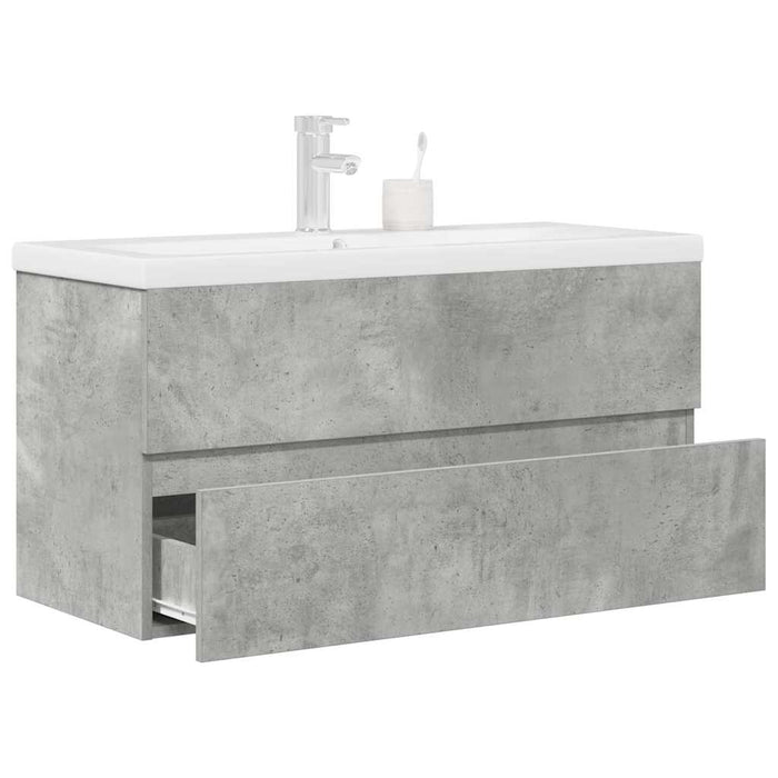 Set Mobili da Bagno 2 pz Grigio Cemento in Legno Multistrato