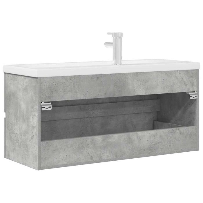 Set Mobili da Bagno 2 pz Grigio Cemento in Legno Multistrato
