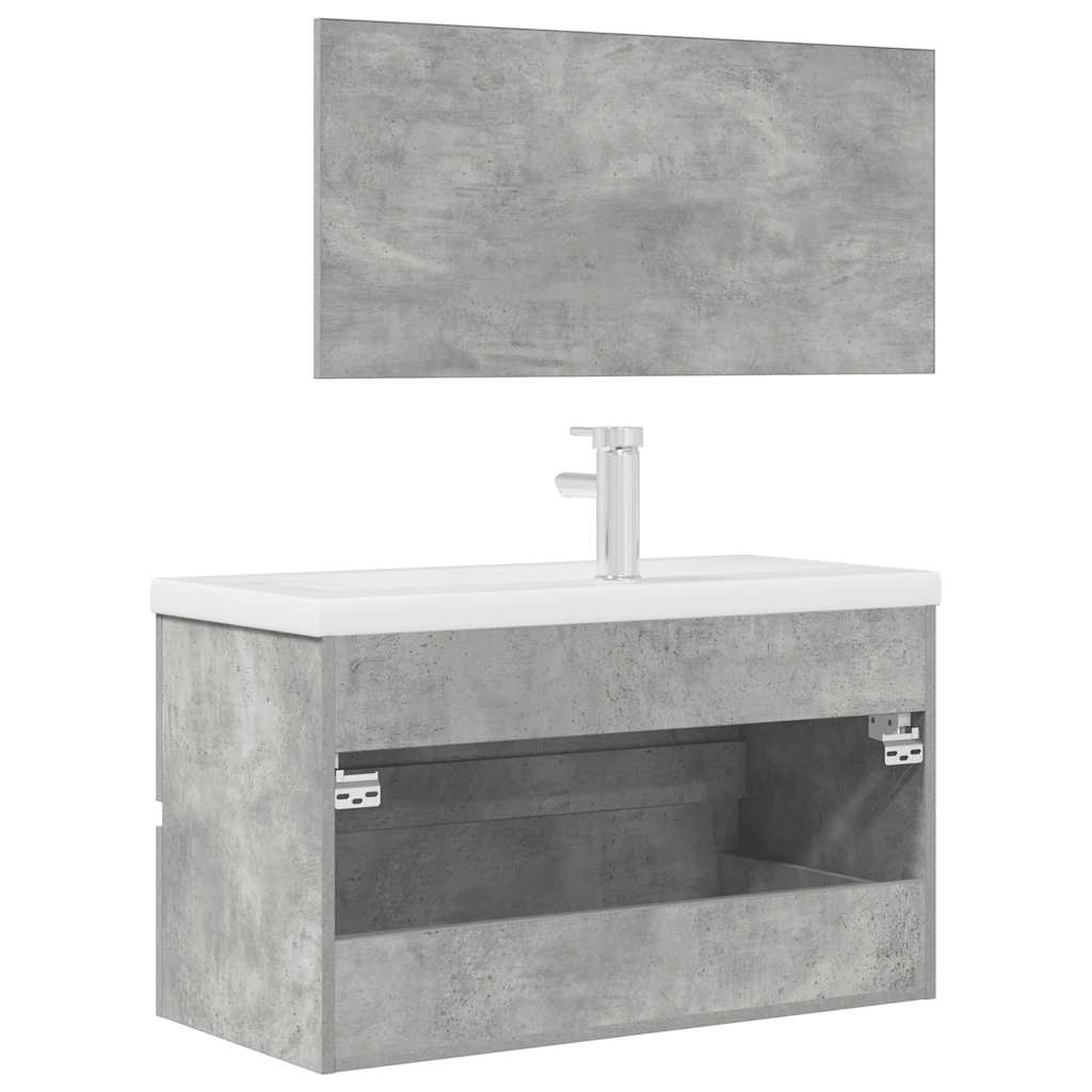 Set Mobili da Bagno 3 pz Grigio Cemento in Legno Multistrato 3324918