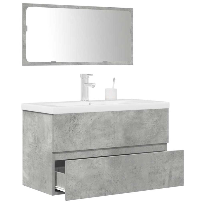 Set Mobili da Bagno 3 pz Grigio Cemento in Legno Multistrato 3324918