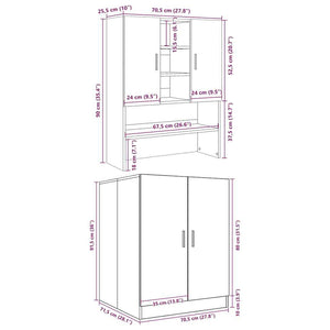 Mobili Lavatrice 2pz Grigio Cemento in Truciolato 3324919