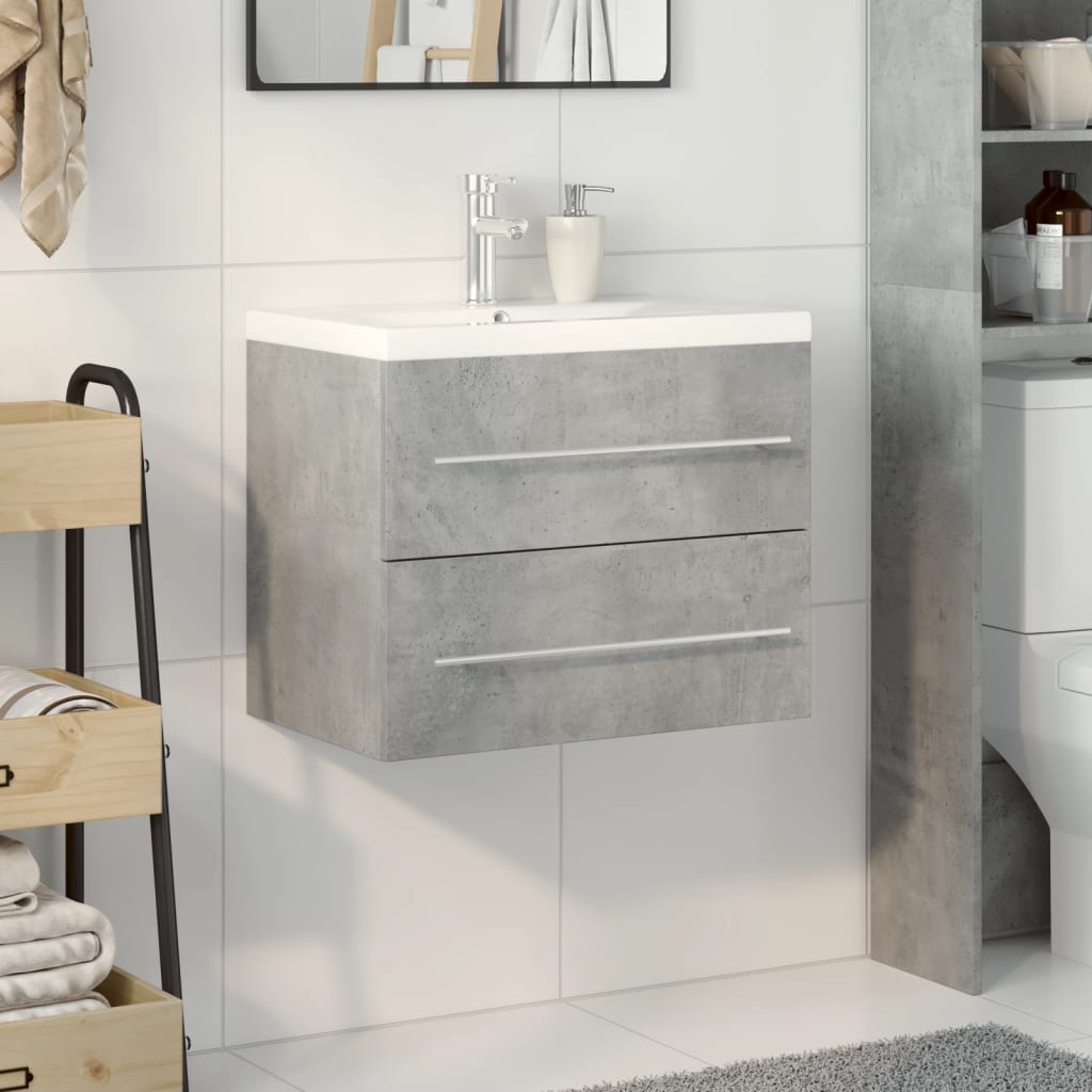 Set Mobili da Bagno 2 pz Grigio Cemento in Legno Multistrato 3324920