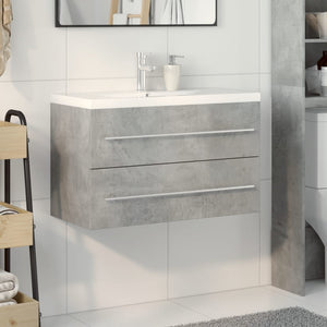 Set Mobili da Bagno 2 pz Grigio Cemento in Legno Multistrato
