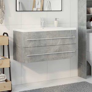 Set Mobili da Bagno 2 pz Grigio Cemento in Legno Multistrato