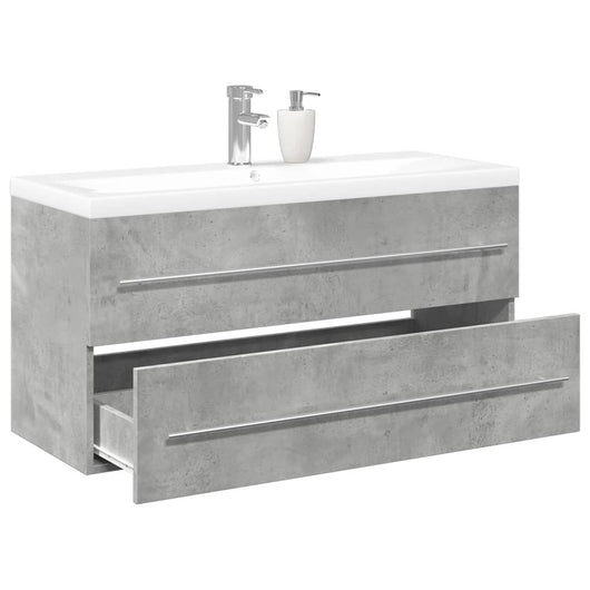 Set Mobili da Bagno 2 pz Grigio Cemento in Legno Multistrato 3324922