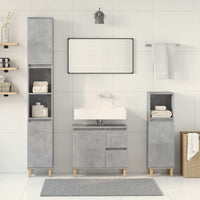Set Mobili da Bagno 3 pz Grigio Cemento in Legno Multistrato 3324945