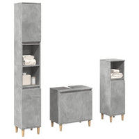 Set Mobili da Bagno 3 pz Grigio Cemento in Legno Multistrato 3324947