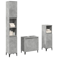 Set Mobili da Bagno 3 pz Grigio Cemento in Legno Multistrato 3324948