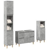 Set Mobili da Bagno 3 pz Grigio Cemento in Legno Multistrato