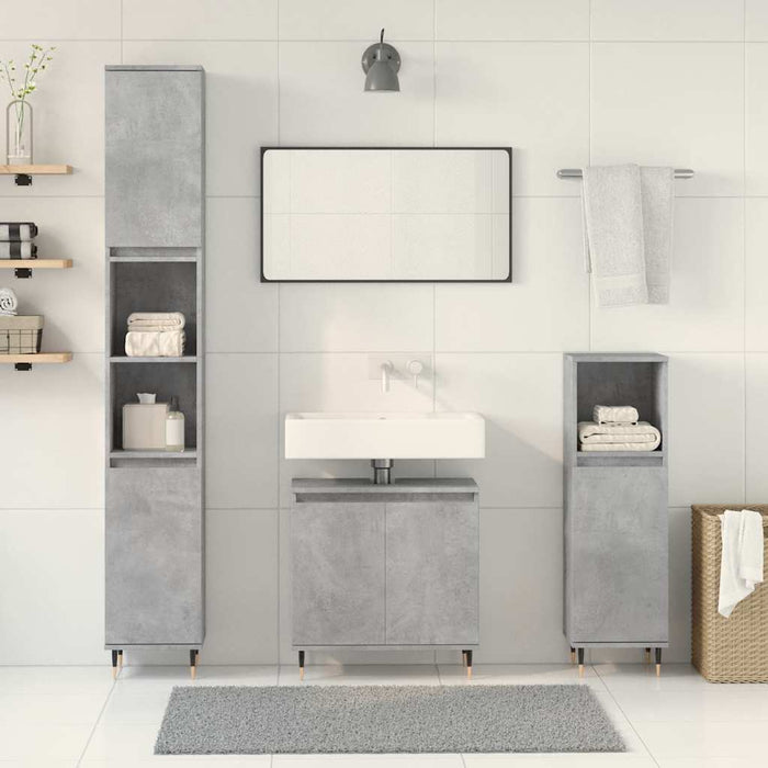 Set Mobili da Bagno 3 pz Grigio Cemento in Legno Multistrato 3324952