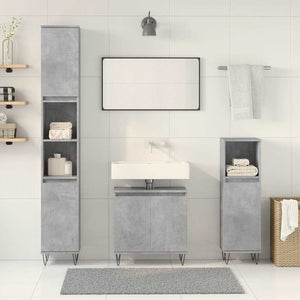 vidaXL Set Mobili da Bagno 3 pz Grigio Cemento in Legno Multistrato