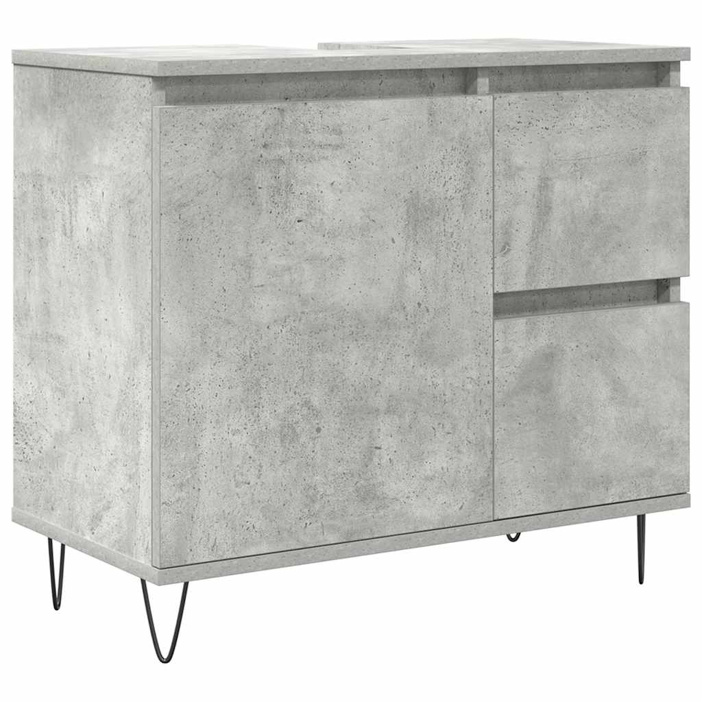 Set Mobili da Bagno 3 pz Grigio Cemento in Legno Multistrato 3324956