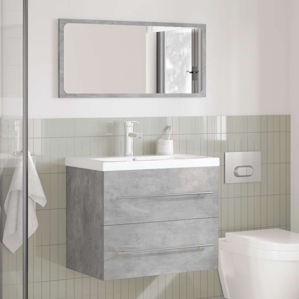 Set Mobili da Bagno 2 pz Grigio Cemento in Legno Multistrato