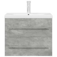 Set Mobili da Bagno 2 pz Grigio Cemento in Legno Multistrato