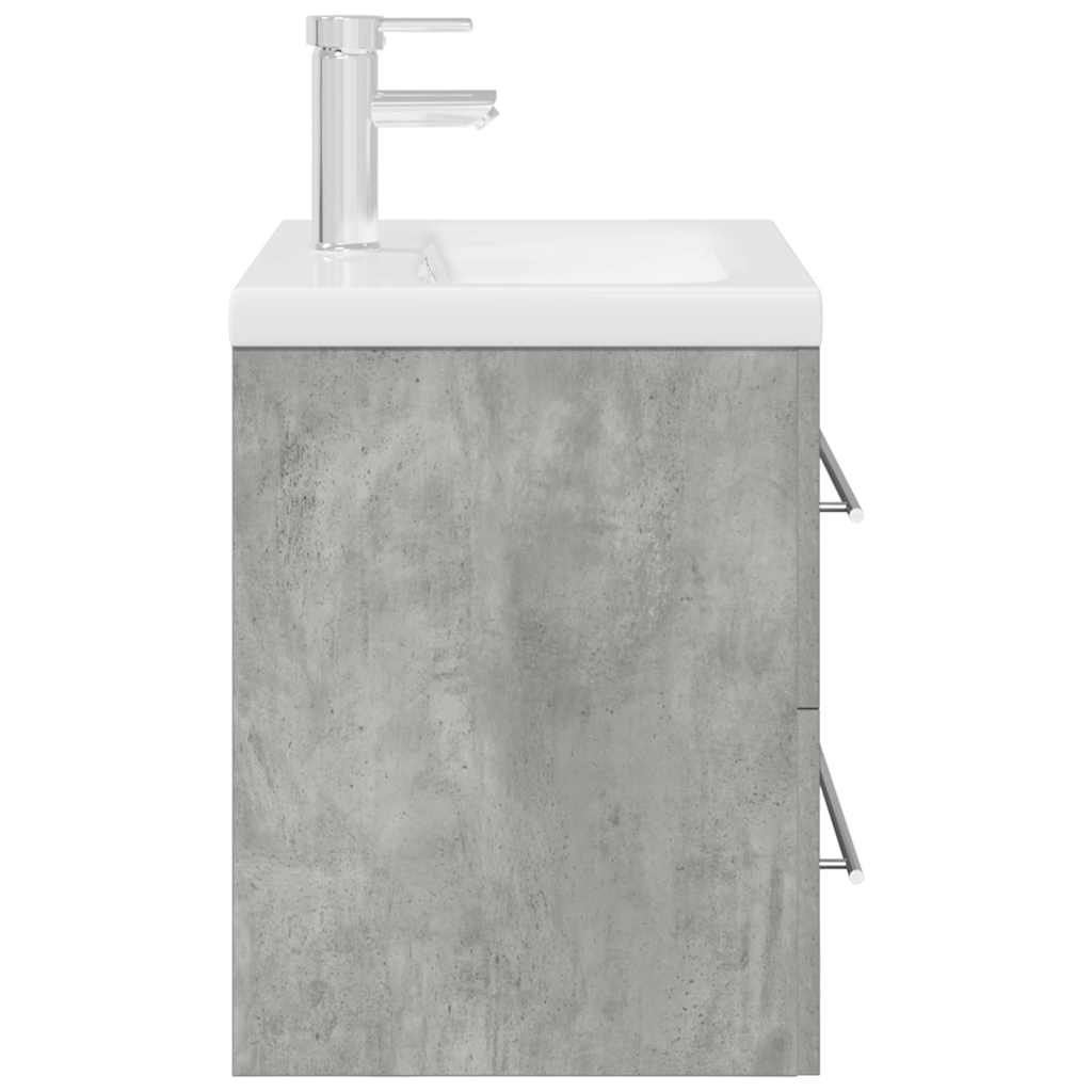 Set Mobili da Bagno 2 pz Grigio Cemento in Legno Multistrato
