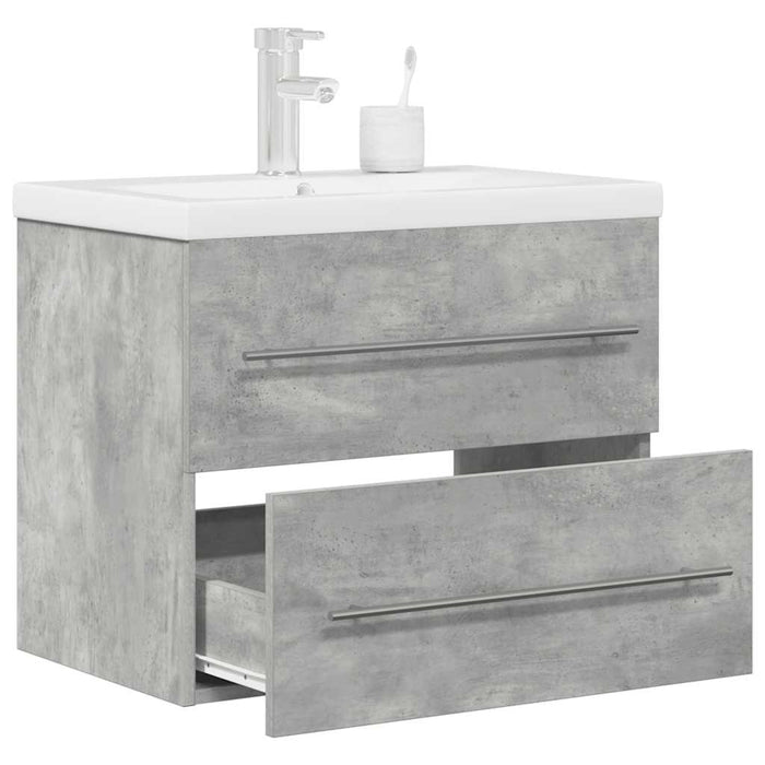 Set Mobili da Bagno 2 pz Grigio Cemento in Legno Multistrato