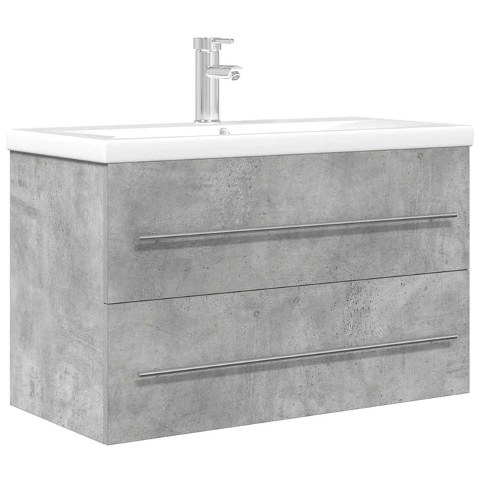 Set Mobili da Bagno 2 pz Grigio Cemento in Legno Multistrato