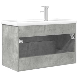 Set Mobili da Bagno 2 pz Grigio Cemento in Legno Multistrato 3324962