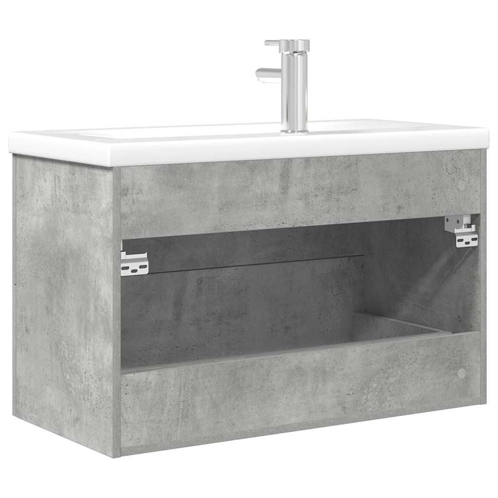 Set Mobili da Bagno 2 pz Grigio Cemento in Legno Multistrato