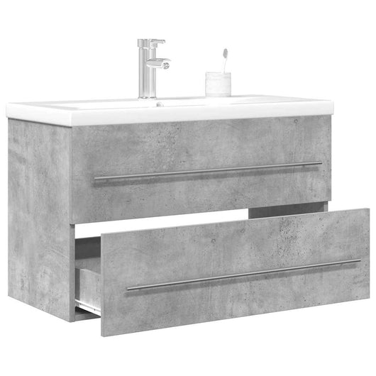 Set Mobili da Bagno 2 pz Grigio Cemento in Legno Multistrato 3324962