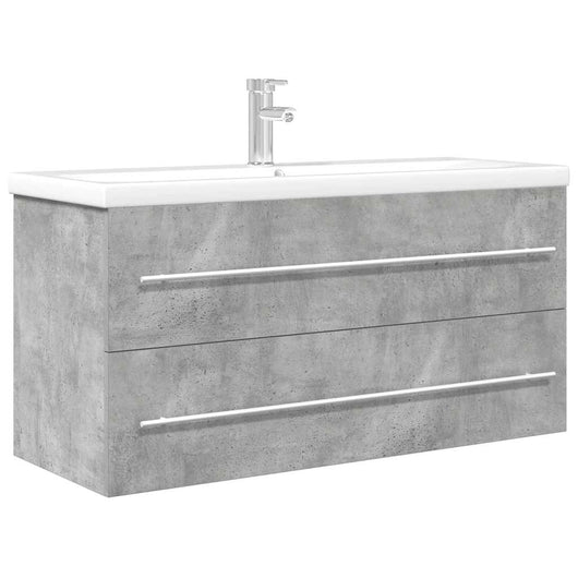 Set Mobili da Bagno 2 pz Grigio Cemento in Legno Multistrato
