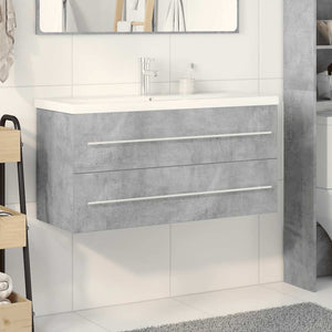 Set Mobili da Bagno 2 pz Grigio Cemento in Legno Multistrato