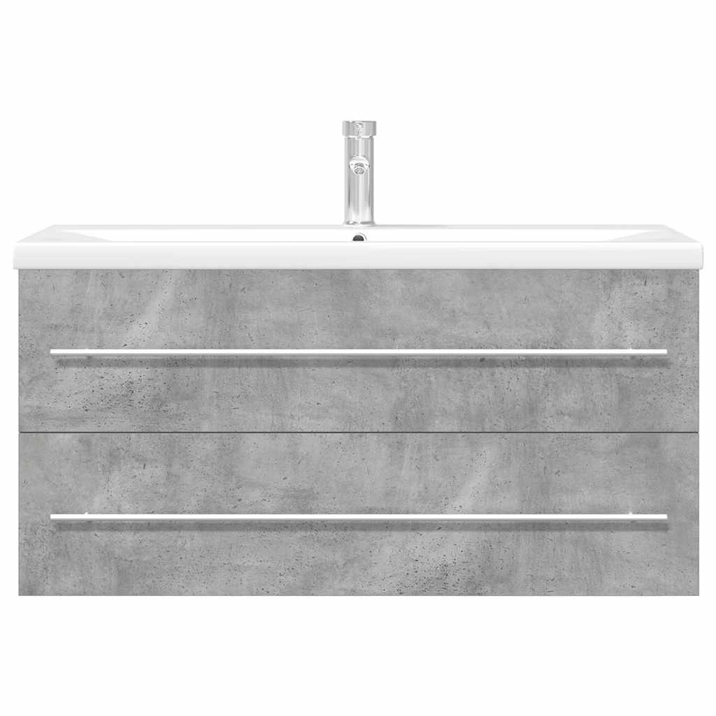 Set Mobili da Bagno 2 pz Grigio Cemento in Legno Multistrato
