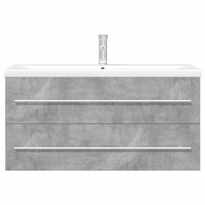 Set Mobili da Bagno 2 pz Grigio Cemento in Legno Multistrato
