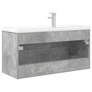 Set Mobili da Bagno 2 pz Grigio Cemento in Legno Multistrato 3324963
