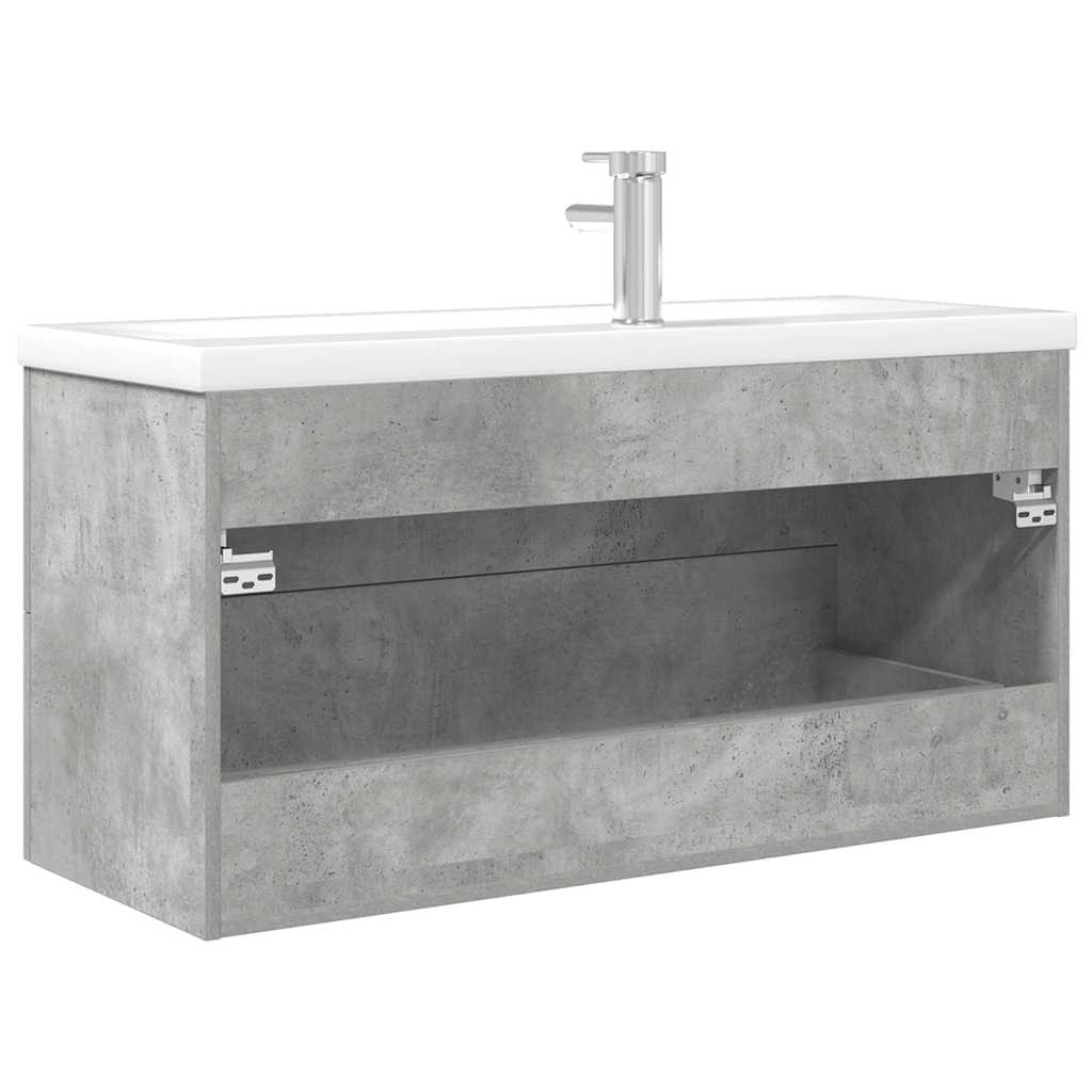 Set Mobili da Bagno 2 pz Grigio Cemento in Legno Multistrato