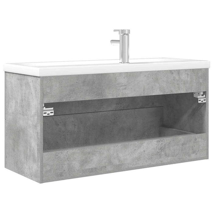 Set Mobili da Bagno 2 pz Grigio Cemento in Legno Multistrato